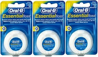 Oral B Essential Dental Floss Unwaxed Regular Threader 50m x 3 Plague Remover for Fresh Breath White Teeth Clean Gums Care with Welari Thank You Card (Pack of 3)