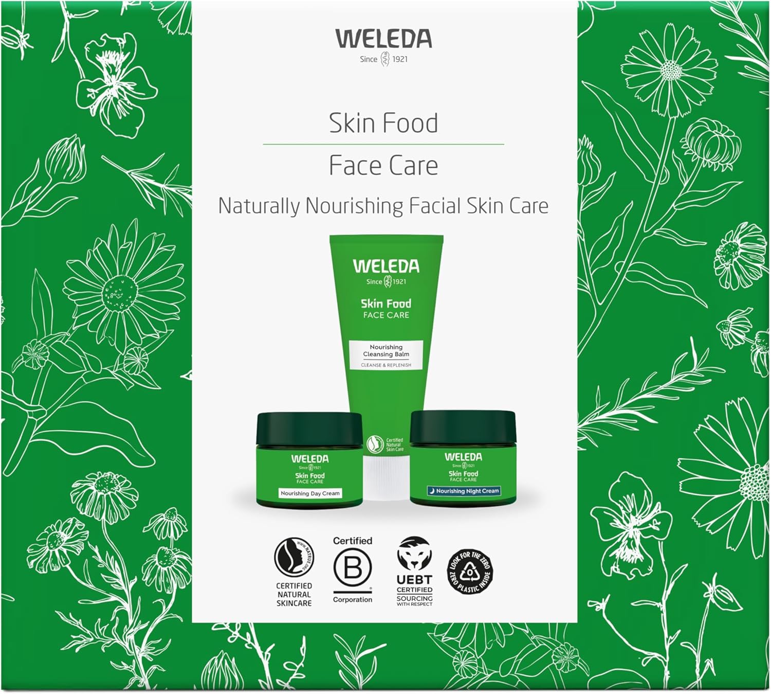 Weleda Skin Food Face Care Gift Set, 3in1 Skin Care Set - Skin Food Cleansing Balm, Day Cream & Night Cream, for Women & Men, 100% Certified Natural, Organic-1