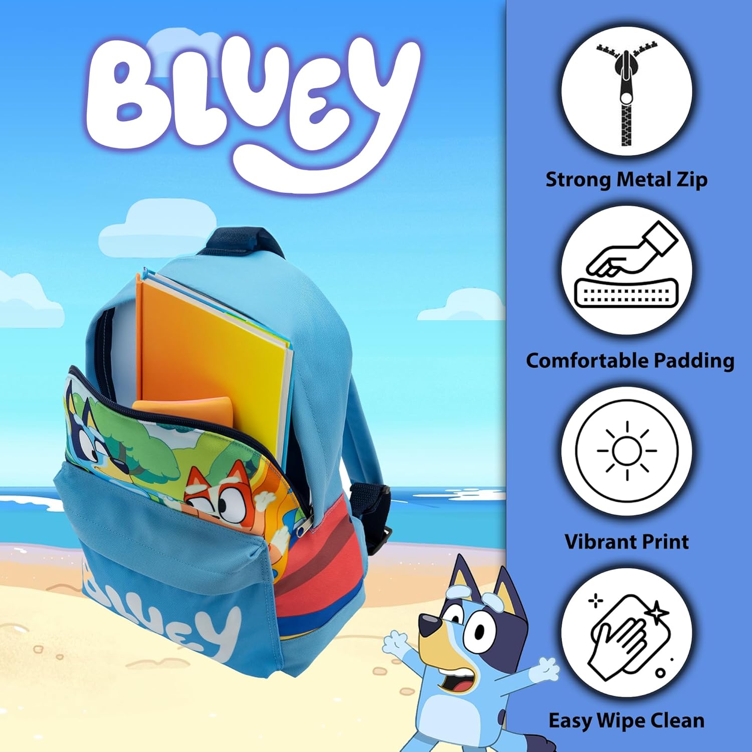 Bluey & Bingo Backpack Kids School Bag With Front Pocket Childrens Boys & Girls Nursery Rucksack-2