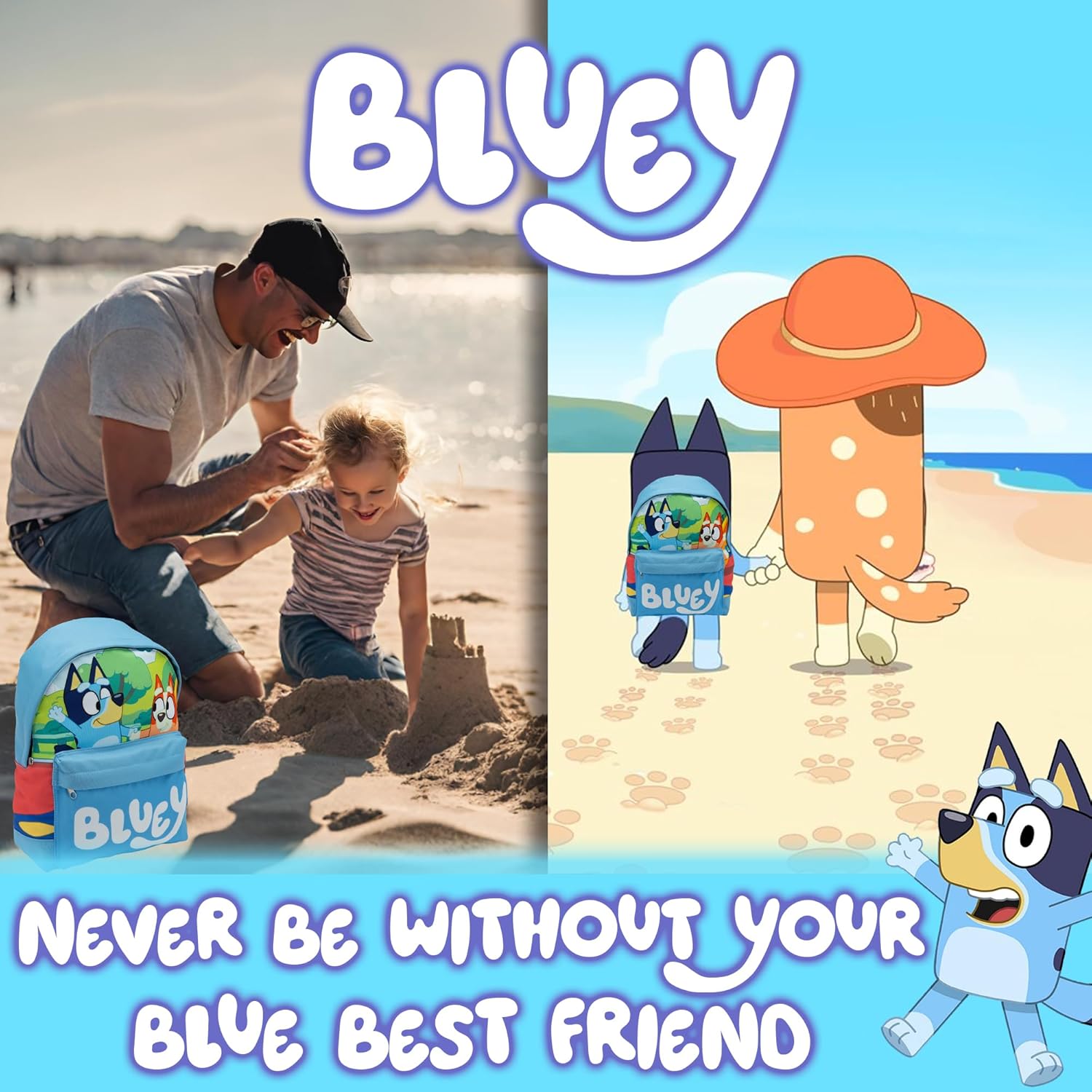 Bluey & Bingo Backpack Kids School Bag With Front Pocket Childrens Boys & Girls Nursery Rucksack-8