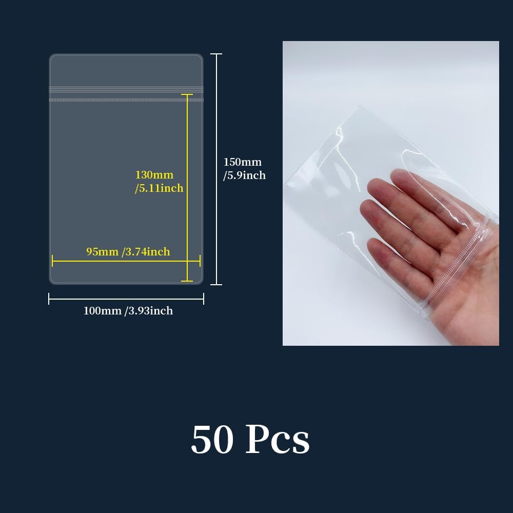 XINGSUI 50 Pcs small ziplock bags,Self Seal Waterproof Premium PVC Ziplock Bags,for Jewelry,Beads,Anti-Oxidation Anti-Tarnish(9 * 13cm/3.54 * 5.12 inch)-1