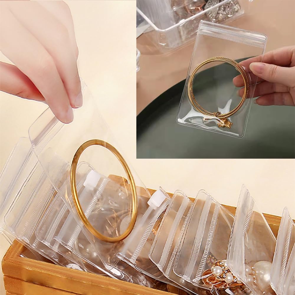 XINGSUI 50 Pcs small ziplock bags,Self Seal Waterproof Premium PVC Ziplock Bags,for Jewelry,Beads,Anti-Oxidation Anti-Tarnish(9 * 13cm/3.54 * 5.12 inch)-3