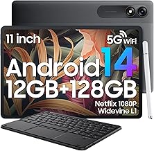 Blackview Tablets 11 inch Android 14, 12GB RAM+128GB ROM(1TB TF), 8200mAh,10W Fast Charging Android Tablet,Widevine L1,5G WiFi,13+8MP,Type-C,3.5mm Headphone Jack,Bluetooth 5.0,2 year warranty-2024