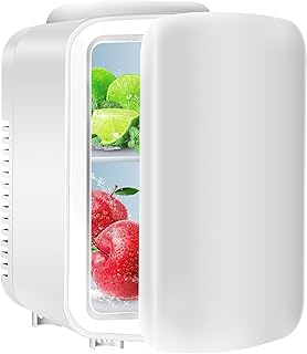 Simple Deluxe Mini Fridge,4L/6 Can Portable Cooler & Warmer Freon-Free Skincare Fridge,Provide Compact Space for Skincare,Beverage,Makeup,Cosmetics for Table Top Office,Bedroom,White