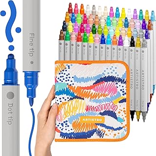 ARTISTRO 61 pack acrylic Dual Tip Paint Pens Dot + Fine Tips