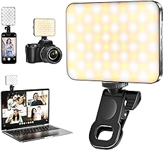 Selfie Light for Phone, 80 LED Phone Light Clip, 3000mAh Rechargeable, 3 Modes Dimmable 3000K-6500K, 10-Level Brightness Ring Light for Phone, Video Fill Light for Camera, Phone, iPad, Laptop - Black