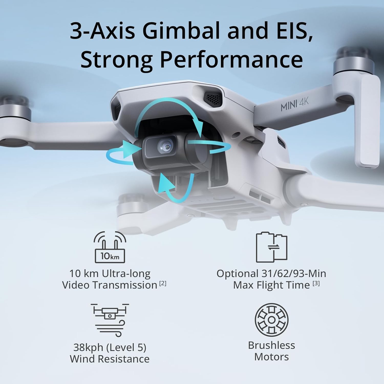 DJI Mini 4K, Drone with 4K UHD Camera for Adults, Under 249 g, 3-Axis Gimbal Stabilization, 10km Video Transmission, Auto Return, Wind Resistance, 31-Min Max Flight Time, Intelligent Flight-2