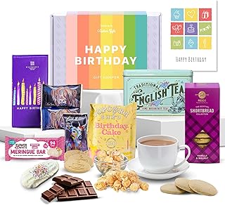 Hattie's Gifts Birthday Hamper - 9 In 1 Birthday Gifts for Women and Men, Victorian Afternoon Tea Hamper, Gourmet Food Gifts, Birthday Chocolate Gifts, and More