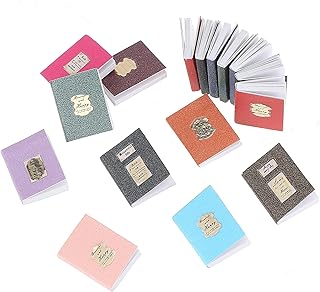 16PCS Mini Books 1: 12 Scale Assorted Timeless Miniature Books Notebook Decoration Accessories Colorful Tiny Book Shelf for Library Decorations DIY Doll Houses Room