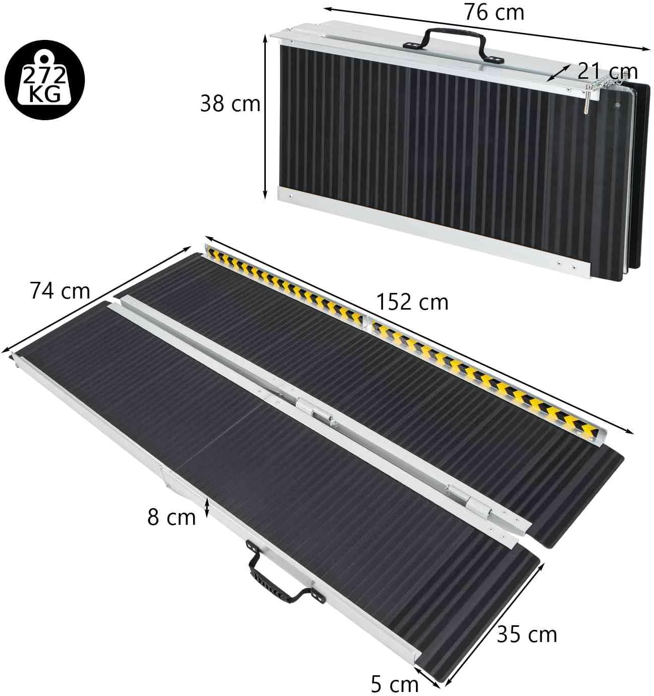 TANGZON 3FT/ 4FT/ 5FT/ 6FT Long Wheelchair Ramp, Portable Aluminium Threshold Ramp with Transition Plate, Telescopic Mobility Scooter Ramps for Home Front Door Stair Steps (5FT)-4