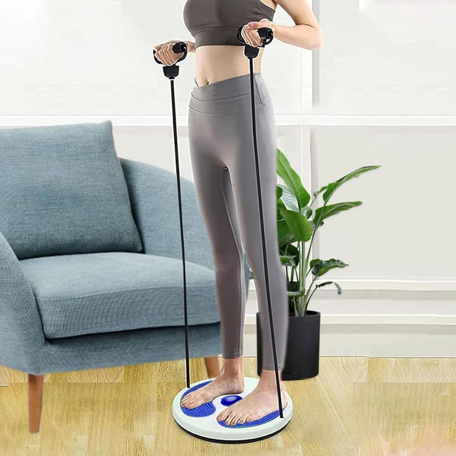 rflaueo Twister Exercise for Waist Body Shaping Waist Twisting Disc Balance Board with Drawstringtwist and shape exercise Resistance Bands Massage Foot Sole Home Fitness(U159-1)-2