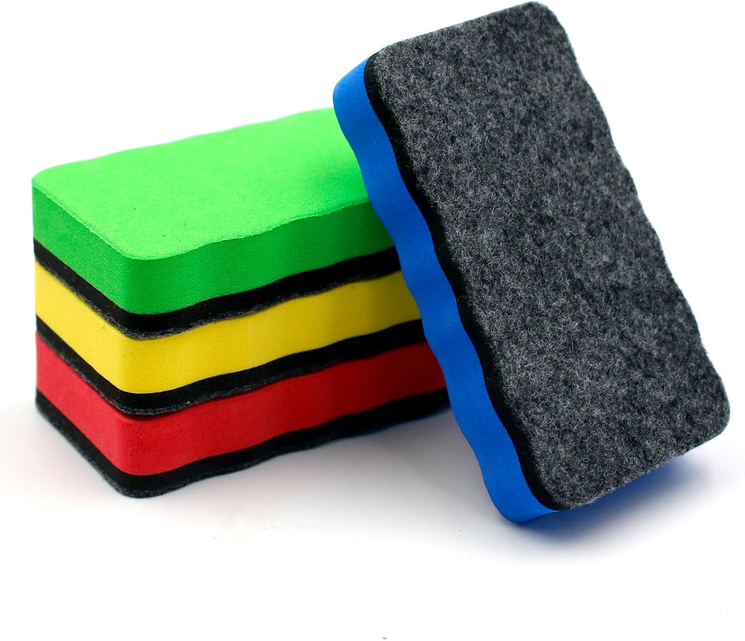 Whiteboard Eraser,4 Colors Dry Eraser with Thick Felt Pad, Magnetic Whiteboard Eraser, Magnetic Eraser, for School Home Offices, White Board Erasers Magnetic 4 Colorsc-0