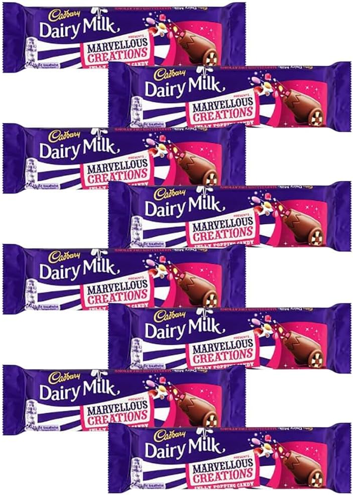 Chocolate Bars Bundle Consisting of Dairy Milk Marvellous Creations Jelly Beans Popping Candy Chocolate Bar 47g (8 Pack)-0