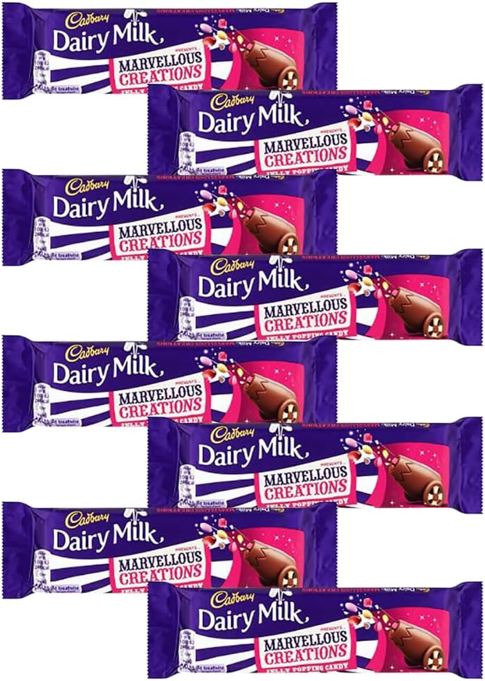 Chocolate Bars Bundle Consisting of Dairy Milk Marvellous Creations Jelly Beans Popping Candy Chocolate Bar 47g (8 Pack)-1