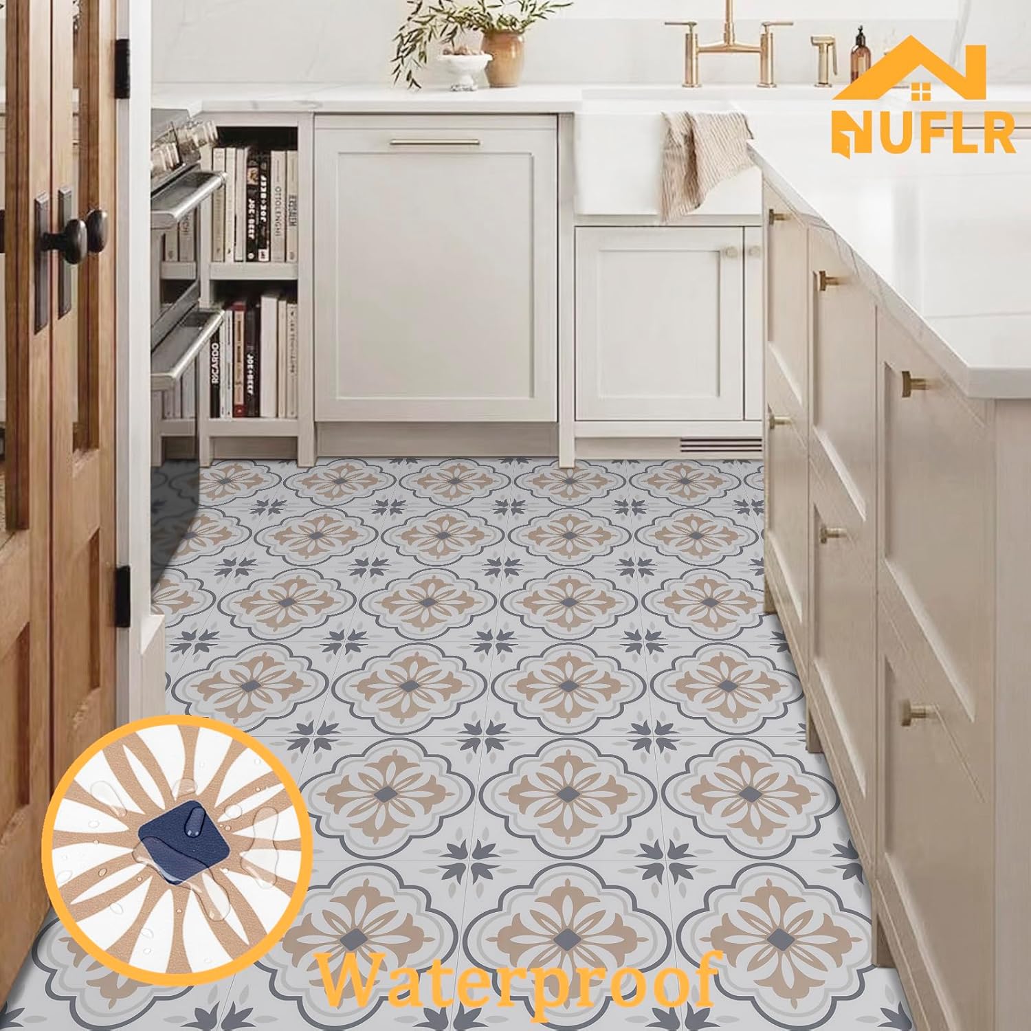 Peel and Stick Floor Tiles Self Adhesive Floor Tile, Vinyl Flooring Waterproof, Lino Flooring for Bathroom Kitchen Living Room DIY Flooring 30x30cm 40pcs(11.8 x 11.8 inches)-2