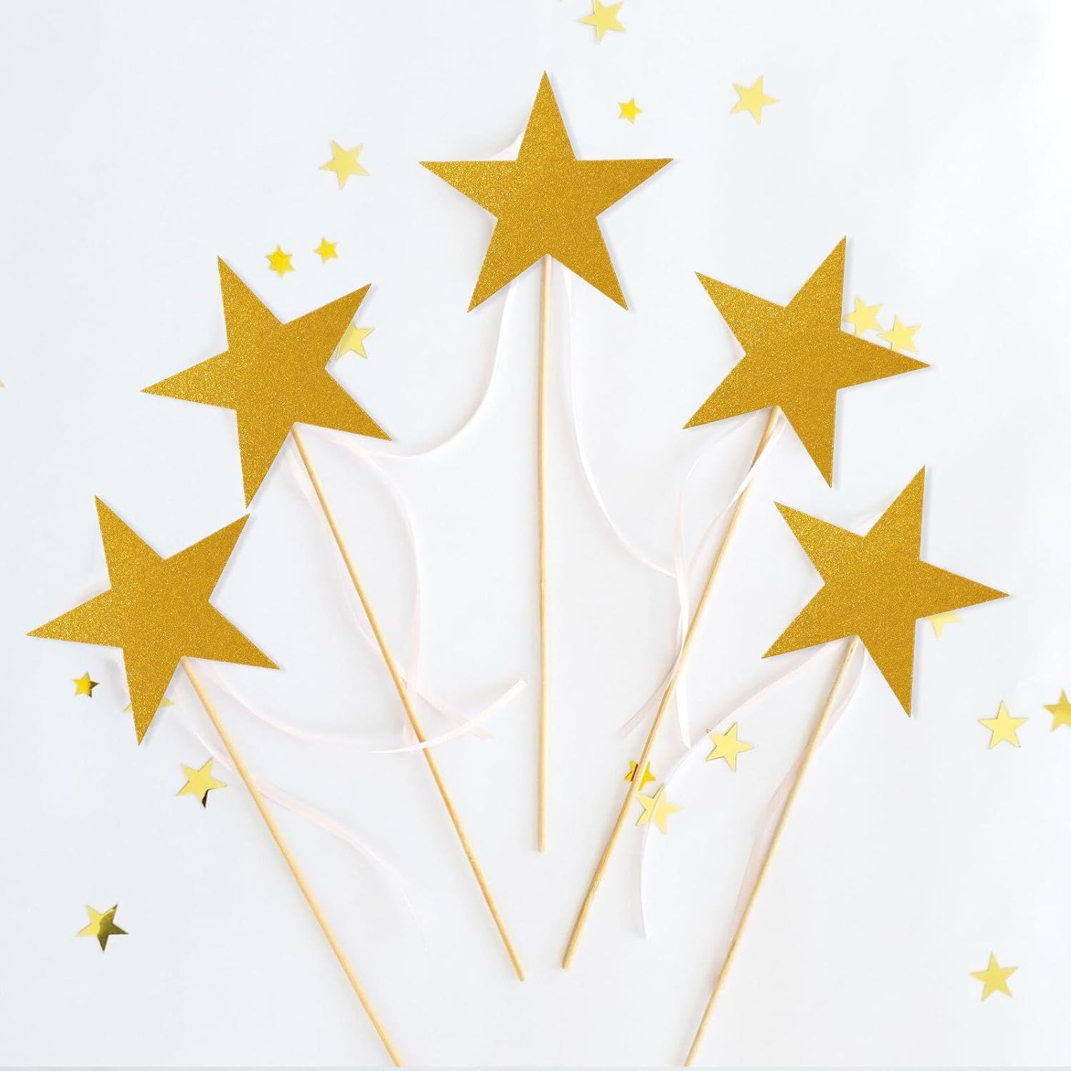 60Pcs Gold Card Glitter Stars Cutouts Paper Stars Double Printed Paper 6 Inch Stars Bulletin Board Decoration Star Wall Decor for Bulletin Board Wedding Valentine's Day Movie Night Party Decor-4