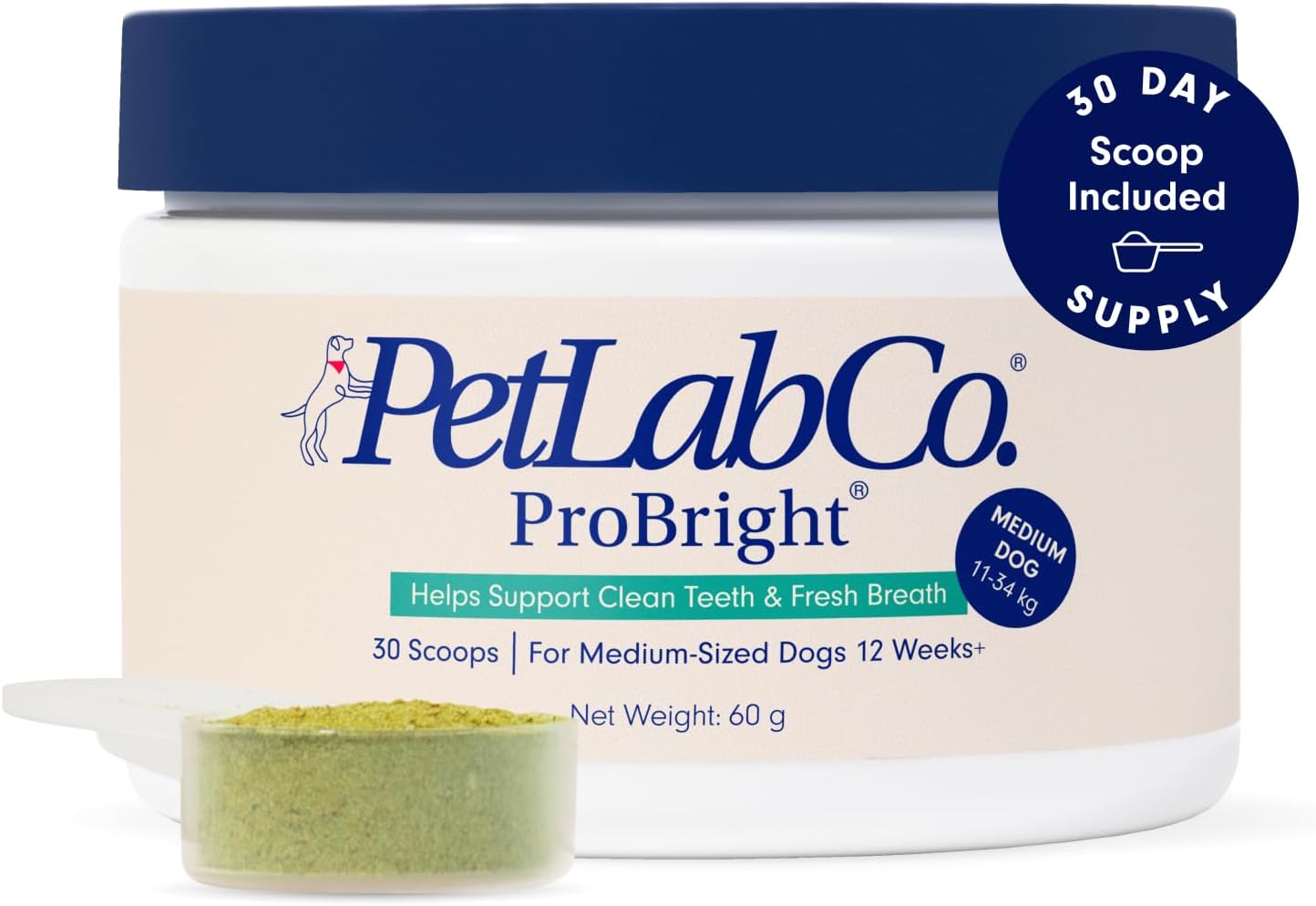 PetLab Co. ProBright® Dental Powder - Dog Breath Freshener - Teeth Cleaning Made Easy – Targets Tartar & Bad Breath - Formulated for Medium Dogs-0