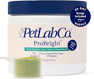 PetLab Co. ProBright® Dental Powder - Dog Breath Freshener - Teeth Cleaning Made Easy – Targets Tartar & Bad Breath - Formulated for Large Dogs