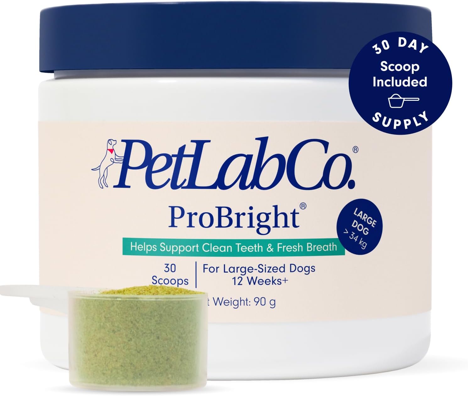 PetLab Co. ProBright® Dental Powder - Dog Breath Freshener - Teeth Cleaning Made Easy – Targets Tartar & Bad Breath - Formulated for Large Dogs-0