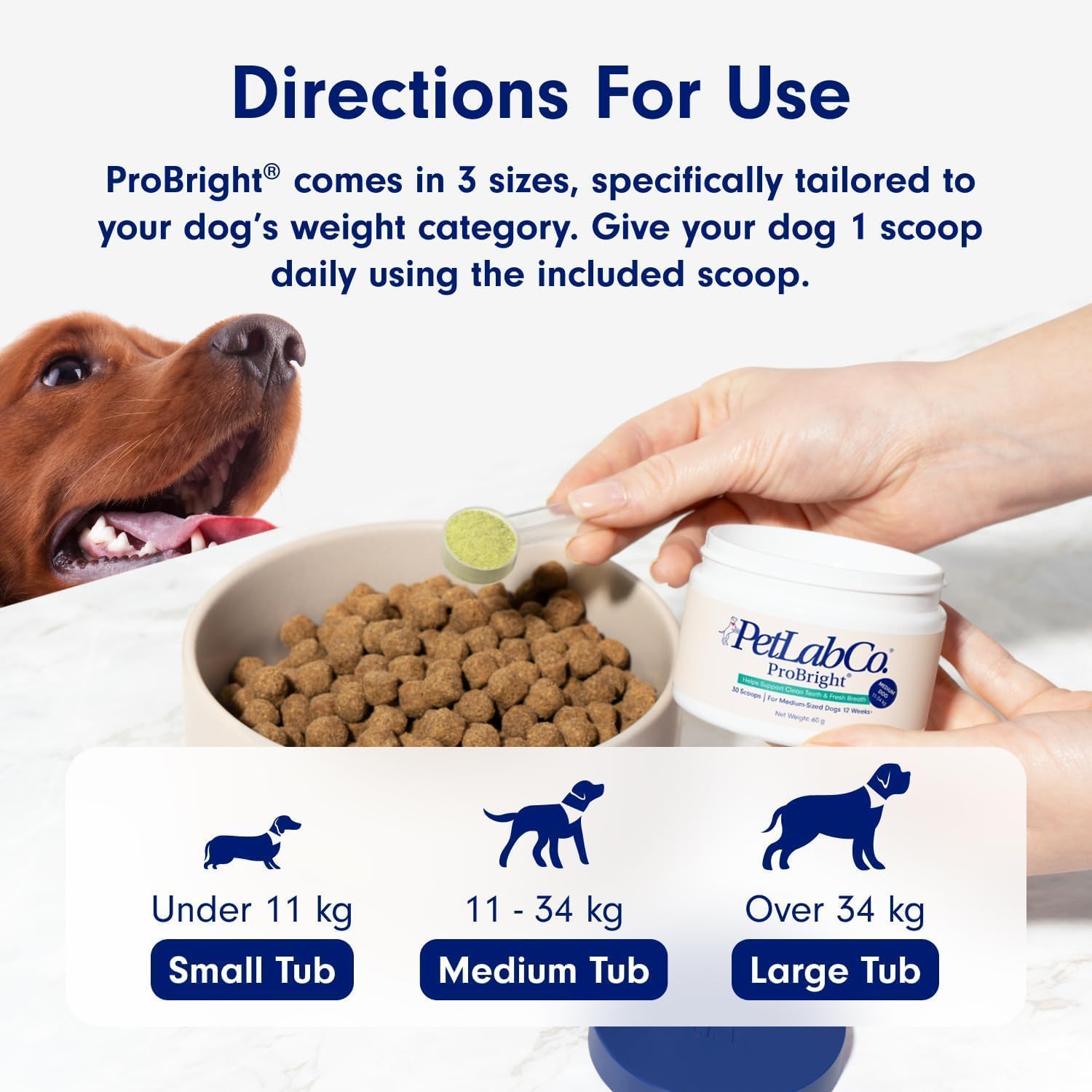 PetLab Co. ProBright® Dental Powder - Dog Breath Freshener - Teeth Cleaning Made Easy – Targets Tartar & Bad Breath - Formulated for Large Dogs-1