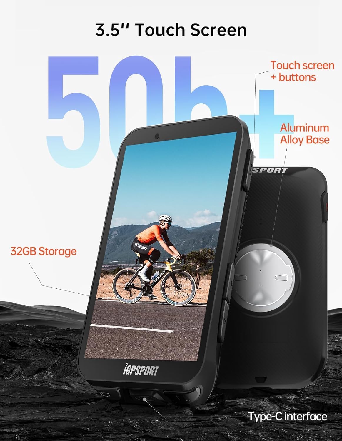 iGPSPORT iGS800 Bike Computer, 3.5” Touchscreen GPS Cycling Computer with 32GB Offline MAP Navigation WiFi Bluetooth ANT+ Bike Speedometer Wireless Cycle Tracker IPX7 Waterproof-2