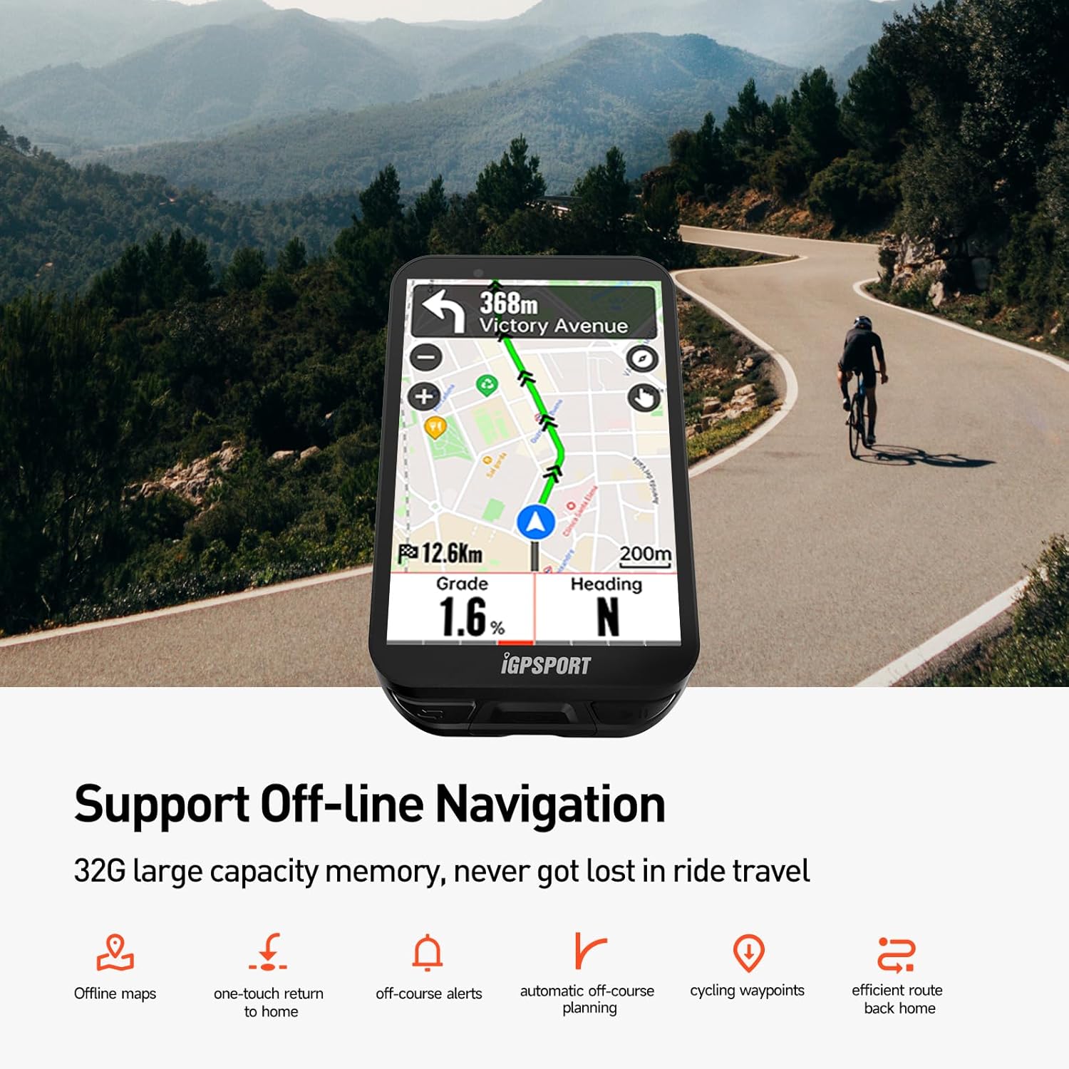 iGPSPORT iGS800 Bike Computer, 3.5” Touchscreen GPS Cycling Computer with 32GB Offline MAP Navigation WiFi Bluetooth ANT+ Bike Speedometer Wireless Cycle Tracker IPX7 Waterproof-3