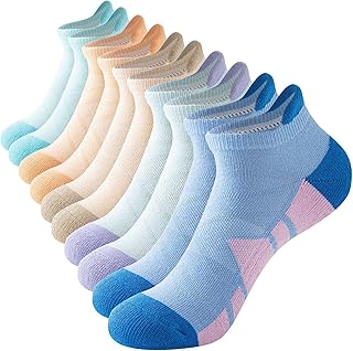 Niorasen Trainer Socks Womens 5 Pairs Cushioned Ankle Running Socks Breathable Cotton Casual Sports Socks Anti-Blister Low Cut Athletic Socks for Ladies and Girls