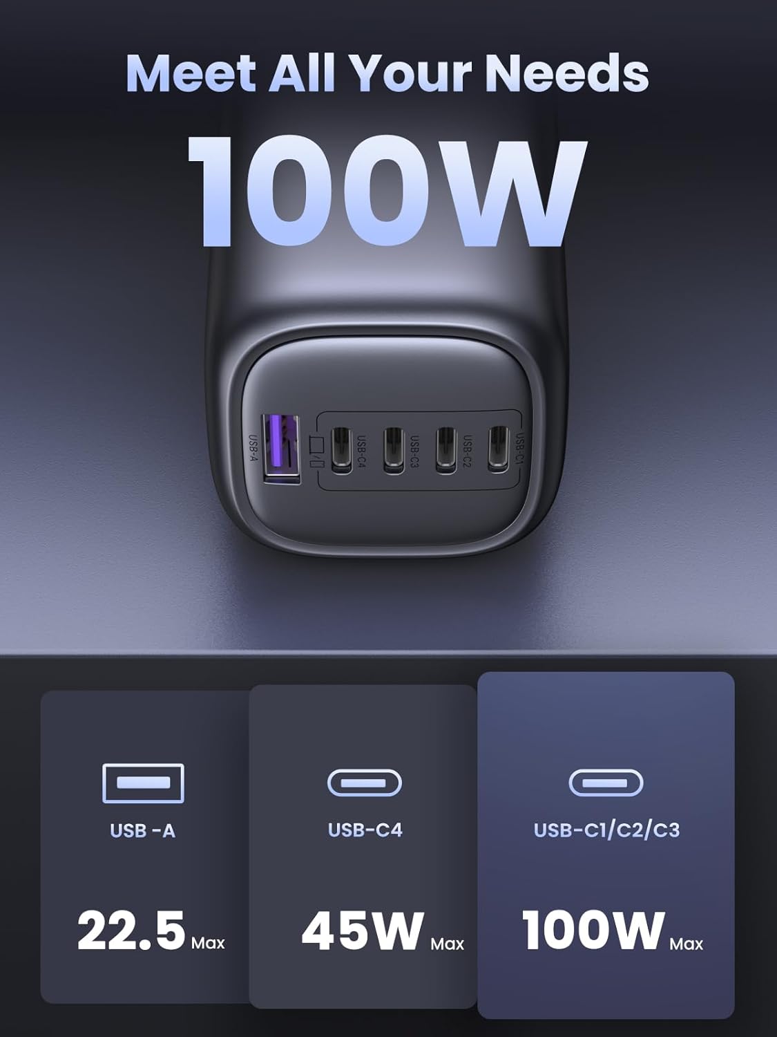 UGREEN 100W USB C Charger MacBook Charger Nexode 5 Ports GaN Charger USB C Laptop Charger Compatible with Macbook Pro/Air, ThinkPad, Dell XPS 13, Pixelbook, iPad Pro, iPhone 16/15, Galaxy S24, etc-5