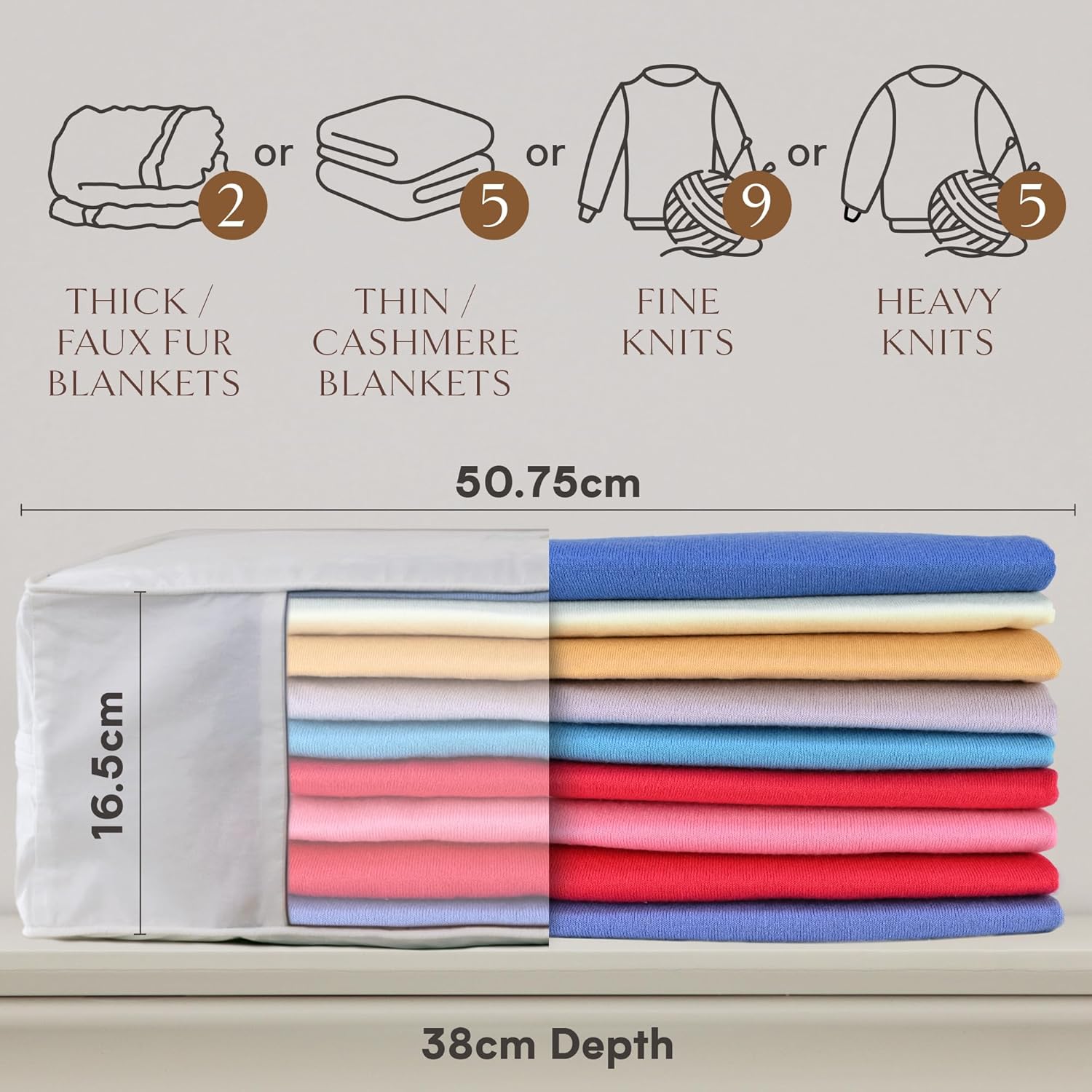 Hayden Hill Luxury Organic Cotton Sweater & Blanket Storage Bag - 20" Fits 9 Cashmere Sweaters or 2 Blankets - Moth Proof Garment Bag - Clothes Organiser With Zipper - Certified Carbon Neutral-1