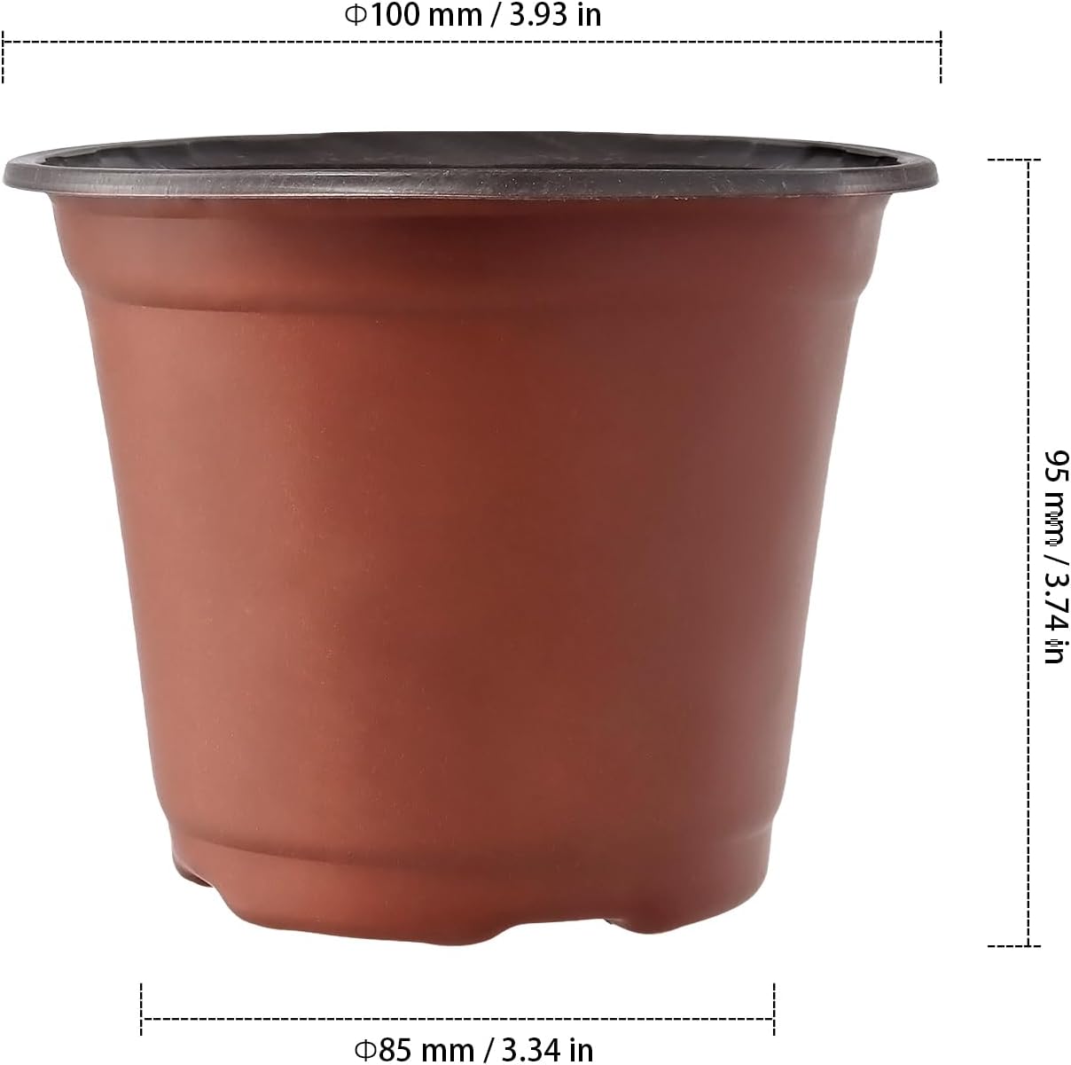 ZEONHAK 160 PCS 4 Inches Plastic Plant Pots, 10cm Seed Seedling Plants Nursery Pots, Flower Container Pots for Flowers-1