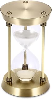 Kinberry Vintage Hourglass - 15 Minutes Metal Hourglass Timer Decorative Sand Timer Desk Ornament for Home Office Decoration, Gift for Family, Friends and Lovers（Bronze White）