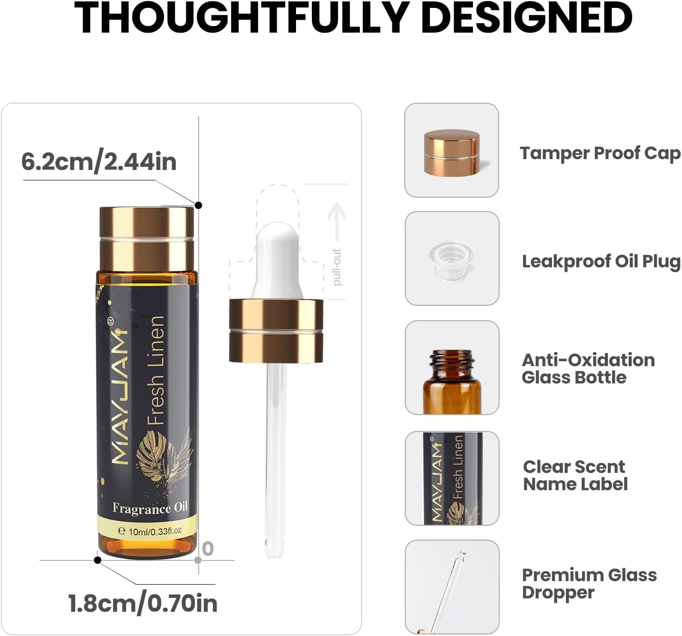 MAYJAM 10ML Fresh Linen Fragrance Oils with Glass Dropper, Essential Oils for Diffusers for Home, Fragrance Oil Scent for DIY Candle & Soap Making-3