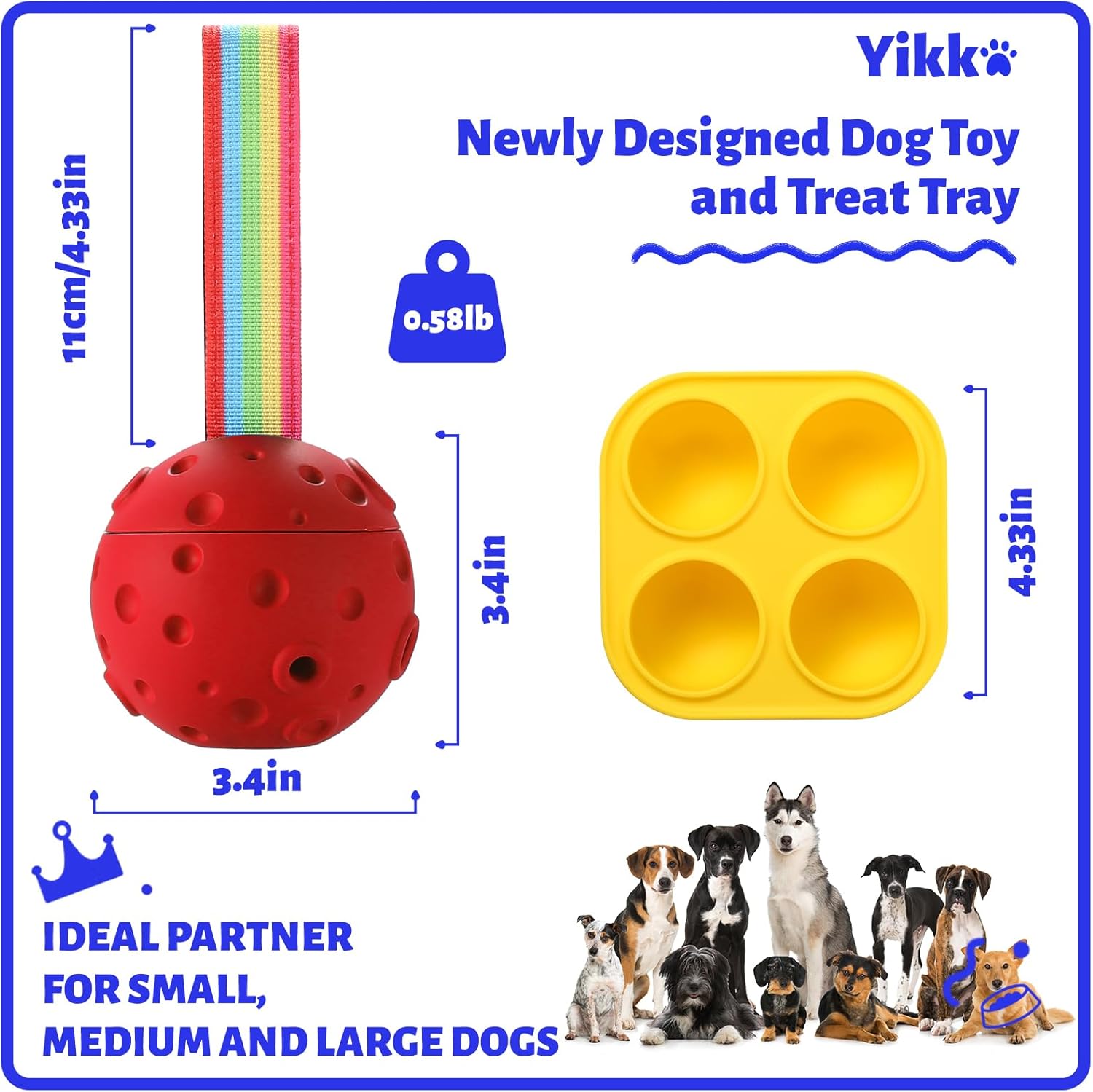 Yikko Dog Puzzle Toy, Fillable Frozen Dog Enrichment Toys, Interactive Dog Ball Toys Keep Busy for 10-80Lbs Dogs, Easy Clean Rubber Outdoor Dog Chew Toys, Best Gift for Dogs Birthday Xmas (Red)-1