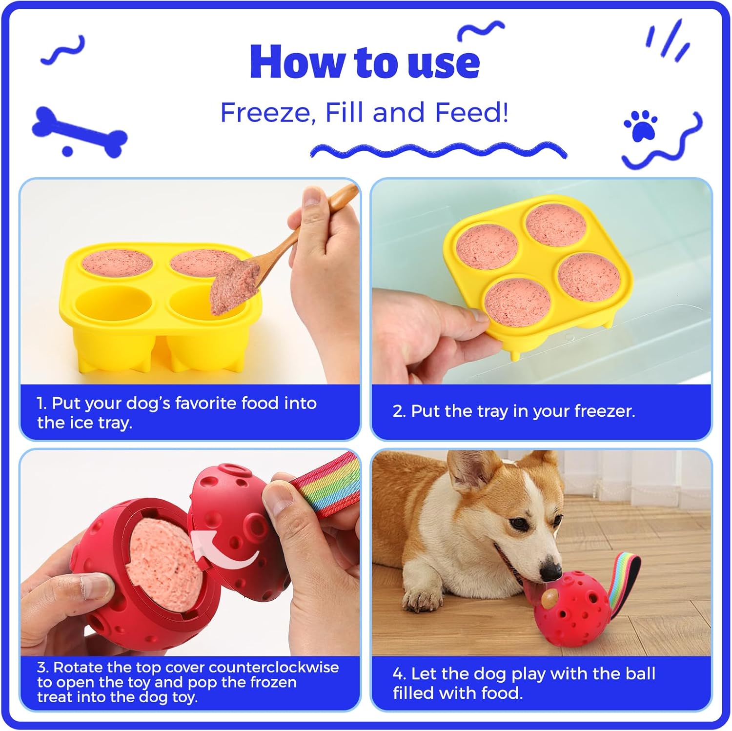 Yikko Dog Puzzle Toy, Fillable Frozen Dog Enrichment Toys, Interactive Dog Ball Toys Keep Busy for 10-80Lbs Dogs, Easy Clean Rubber Outdoor Dog Chew Toys, Best Gift for Dogs Birthday Xmas (Red)-3