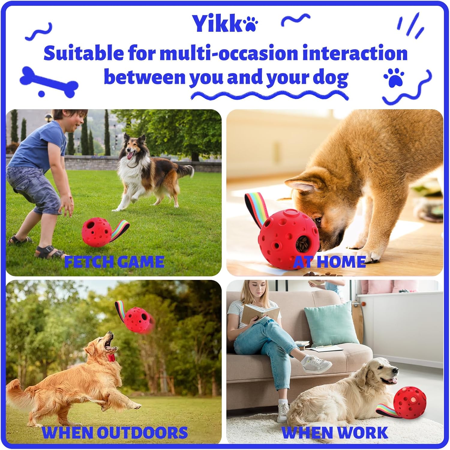 Yikko Dog Puzzle Toy, Fillable Frozen Dog Enrichment Toys, Interactive Dog Ball Toys Keep Busy for 10-80Lbs Dogs, Easy Clean Rubber Outdoor Dog Chew Toys, Best Gift for Dogs Birthday Xmas (Red)-4