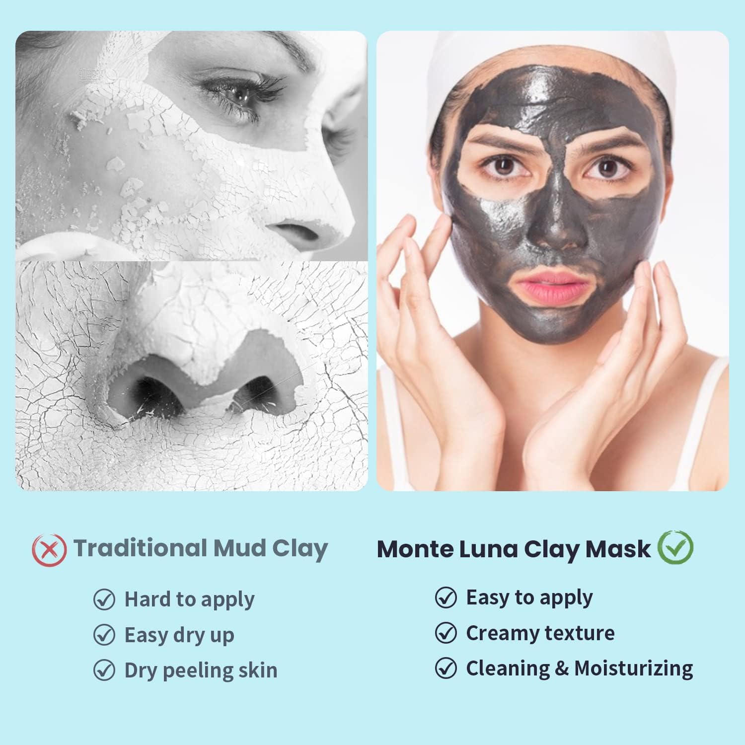 Clay Mask, Face Masks Skincare, Turmeric Clay Face Mask, Dead Sea Mud Mask, Green Tea Face Mask, Facial Mask Set for Deeply Cleansing, Reducing Pores, Acne, Dark Spots, and Oil Control - 3x70g-9