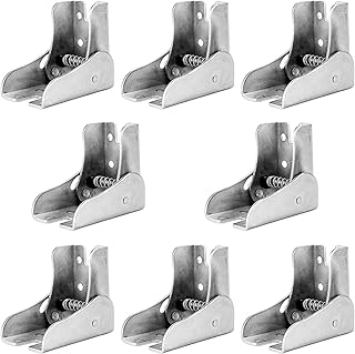 ZEONHAK 8 Pack 90 Degree Silver Folding Self Locking Hinge, Metal Table Leg Hinge Bracket, Folding Table Chair Leg Locking Hinges for Table Leg, Cabinet