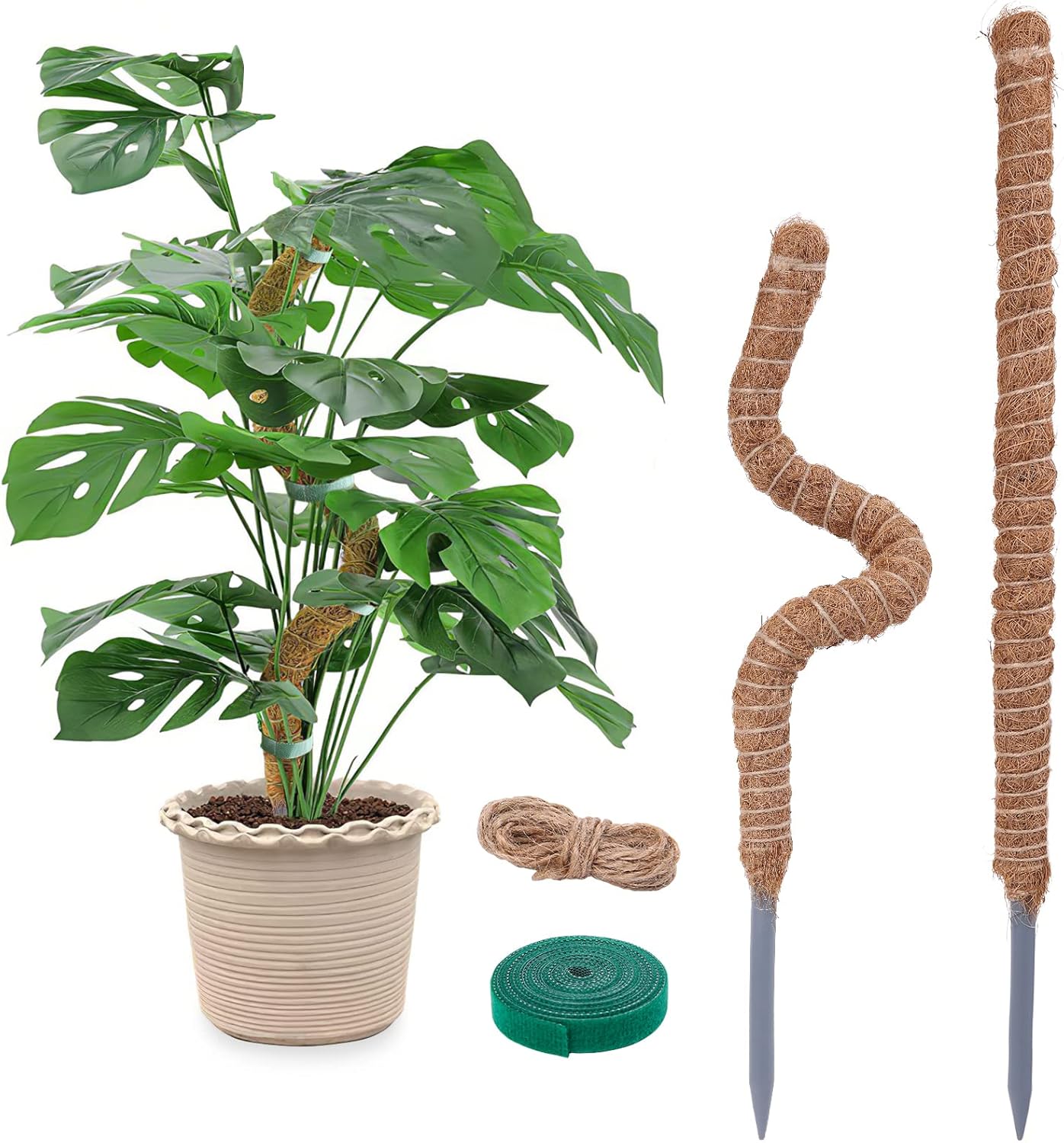 2 Pack Moss Pole for Indoor Plants - 25 Inch Bendable Moss Pole for Monstera, Moss Poles for Climbing Plants, Handmade Coco Coir Pole Plant Support for Creeper Plants Grow Upwards-0