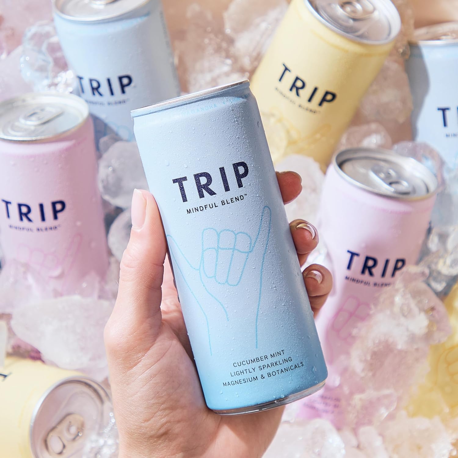 TRIP Mindful Blends - Melon Cucumber Mint Sparkling drink with Magnesium Citrate + Ashwagandha + Lion’s Mane + L-theanine. Low Calorie and Vegan (Pack of 12 x 250ml) - Packaging Might Vary-6