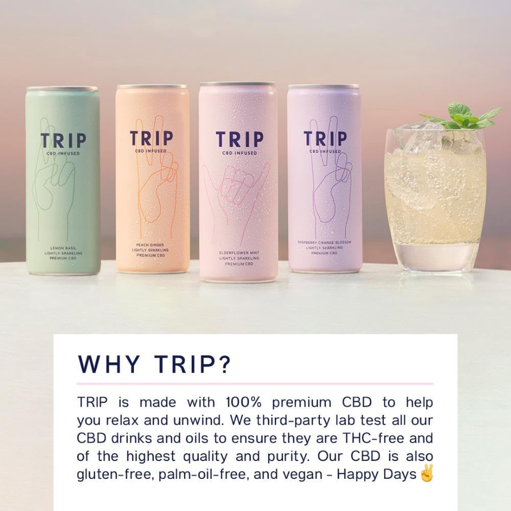 TRIP Mindful Blends - Melon Cucumber Mint Sparkling drink with Magnesium Citrate + Ashwagandha + Lion’s Mane + L-theanine. Low Calorie and Vegan (Pack of 12 x 250ml) - Packaging Might Vary-7