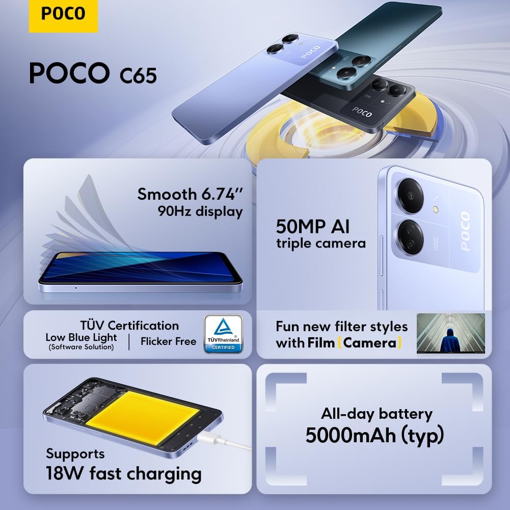 Xiaomi POCO C65 Black-Smartphone 8+256G-MediaTek Helio G85 processor,Smooth 6.744”90Hz display,18W fast charging(UK Version+2 Years Warranty)-5