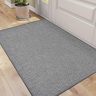 DEXI Door Mat 44 x 76 cm, Dirt Trapper Door Mats Indoor, Low Profile Washable Doormat, Non-slip Absorbent Inside Entrance Rug for Front Back Door, Entryway, Grey