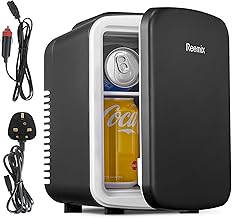 Mini Fridge 4 Litre, 6 Can Portable AC+DC Power Cooler & Warmer, Portable Small Fridge for Bedrooms, Cars, Offices, Skincare, Makeup, Cosmetics, Food (Black)