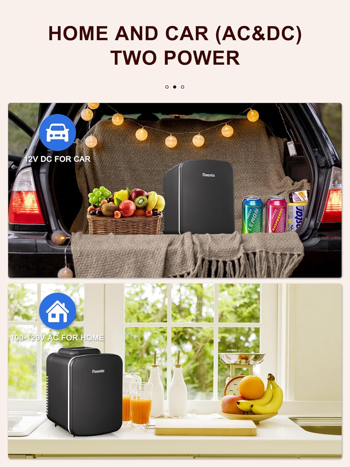 Mini Fridge 4 Litre, 6 Can Portable AC+DC Power Cooler & Warmer, Portable Small Fridge for Bedrooms, Cars, Offices, Skincare, Makeup, Cosmetics, Food (Black)-5