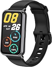 Runlio Fitness Tracker, 1.47inch TFT tracker with High Resolution Touch Screen and Thin Smart Band,5 ATM Waterproof Pedometer,Blood Oxygen Heart Rate Monitor, Android iOS Fitness Watch