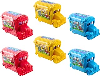 Toptoys2u Bargain Bundles Zomlings In The Town - Series 4 Zom-Mobiles - Red, Blue, & Yellow Buses - 2 Zomlings per Bus - Pack of 6