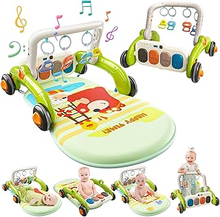 CUTE STONE Baby Gym Play Mat with Piano, Baby Learning Walker for Boy Girl, Baby Play Mat Activity Gym 0-12 Months, Musical Activity Center Tummy Time Mat for Infant Newborn Toddlers Gifts