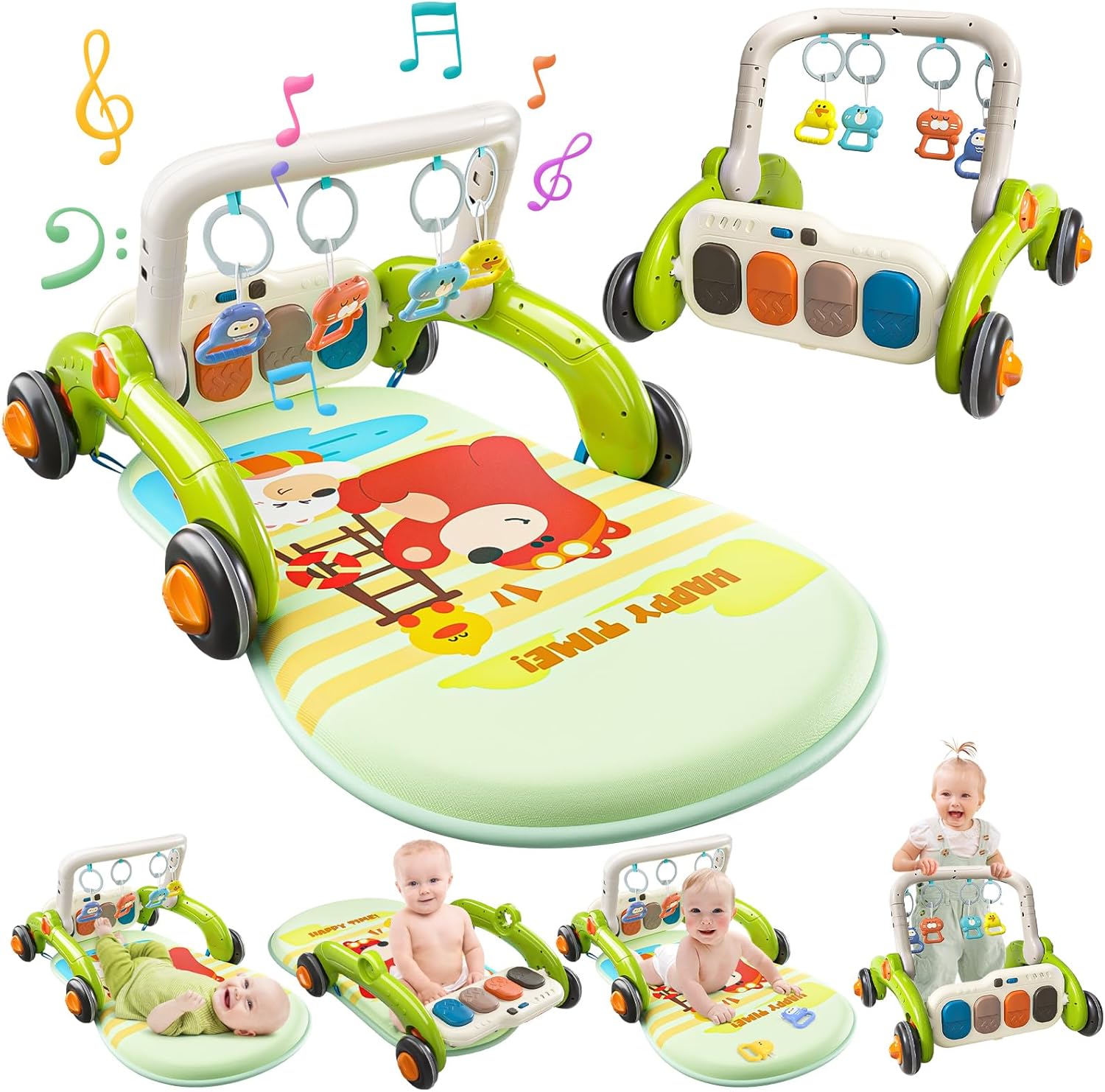 CUTE STONE Baby Gym Play Mat with Piano, Baby Learning Walker for Boy Girl, Baby Play Mat Activity Gym 0-12 Months, Musical Activity Center Tummy Time Mat for Infant Newborn Toddlers Gifts-0