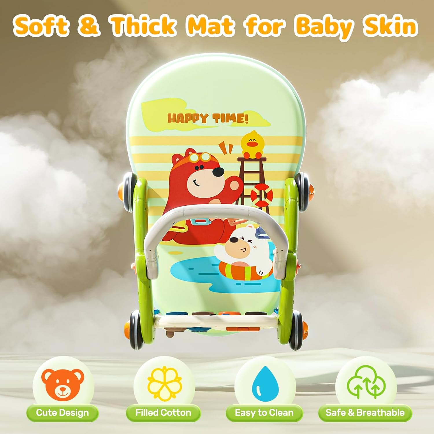 CUTE STONE Baby Gym Play Mat with Piano, Baby Learning Walker for Boy Girl, Baby Play Mat Activity Gym 0-12 Months, Musical Activity Center Tummy Time Mat for Infant Newborn Toddlers Gifts-5