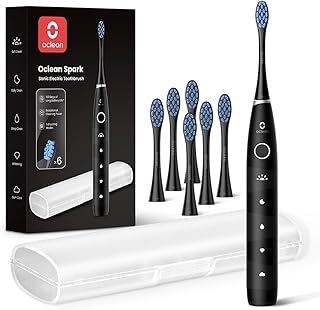 Oclean Electric Toothbrush for Adults, 150 Days Battery Life Electric Toothbrush, USB Rechargeable Sonic Travel Toothbrush with 6 Brush Heads & Travel Case, 5 Modes and Smart Timer